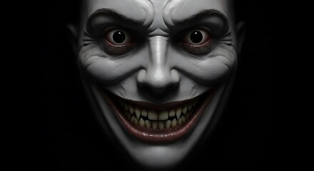 Sinister Joker Face: Dark, Realistic 3D Render