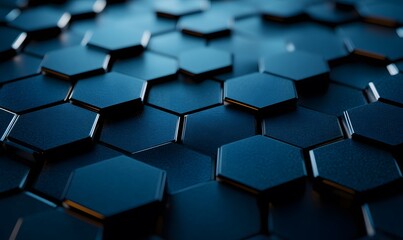 Obraz premium Abstract Dark Hexagonal Pattern with Subtle Reflections and a Modern Feel