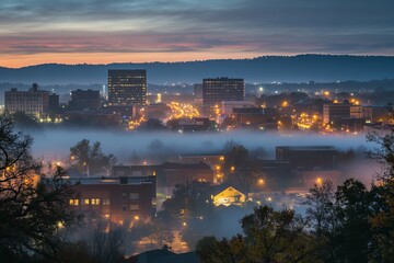 Fototapeta premium Traffic Lights and Long Exposure in Downtown Huntsville