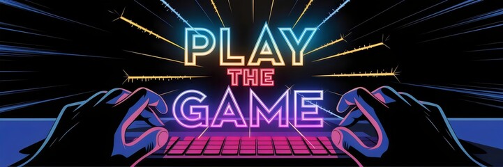 Fototapeta premium High-energy illustration of gamer with neon 
