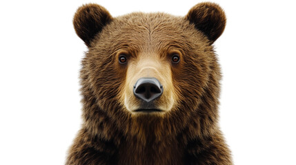 Fototapeta premium Brown bear staring with intense gaze on transparent background