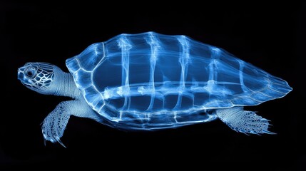 Blue Turtle X-Ray: Skeletal Structure, Aquatic Reptile, Shell Anatomy, Underwater Wildlife, Nature Photography