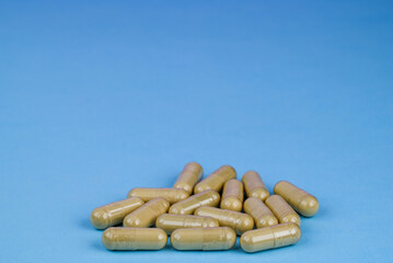 Photo of pills drugs  on background