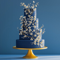 weeding cake with flowers and colorful skulptural decoration