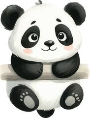 Adorable vector illustration of a small panda