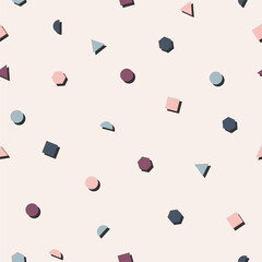 Retro seamless illustrated pattern with calm tones geometric shapes