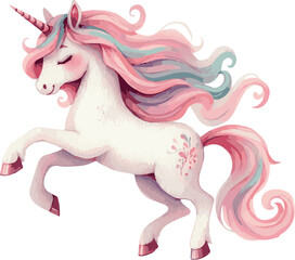 Adorable beautiful watercolor vector illustration of a soft light unicorn © Mantella