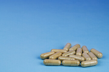 Photo of pills drugs  on background
