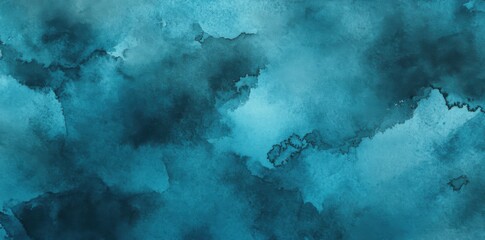 Obraz premium Abstract blue watercolor background, with dark teal and light turquoise colors
