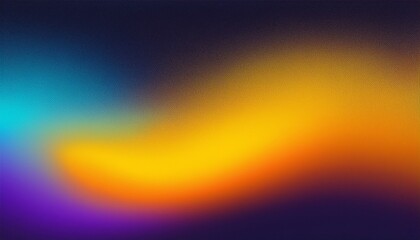 Obraz premium Grainy gradient background, yellow purple orange blue glowing vibrant colors abstract shape on dark backdrop noise texture banner design. NOT created with AI