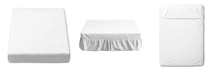 White Bedding Set for Modern Interior Design Theme Isolated on transparent background