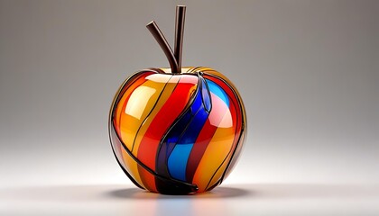 Obraz premium Stained Glass Caramel Apple with Vibrant Reflections