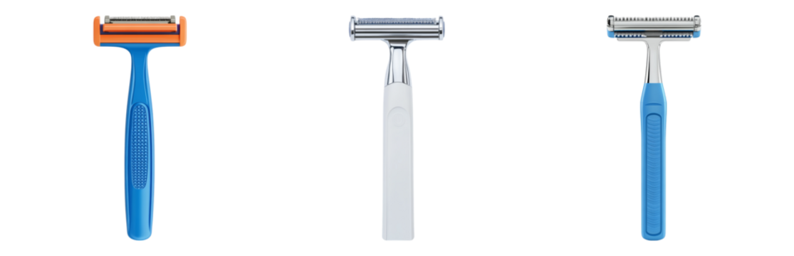 Variety of Razor Tools for Efficient Grooming Tasks Isolated on transparent background