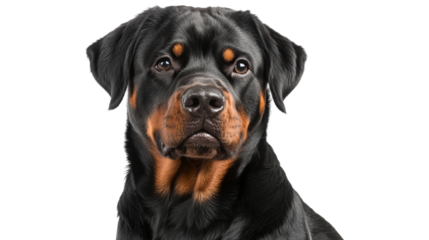 Rottweiler dog posing on transparent background