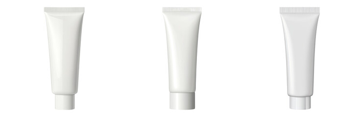 Blank White Tubes for Cosmetic or Skincare Products Isolated on transparent background