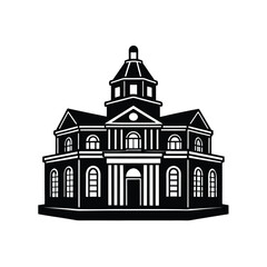 vector illustration of an old building   silhouette on white background