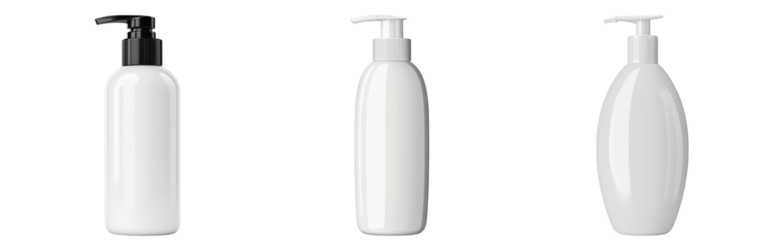 Generic White Bottles for Cosmetic or Health Products Isolated on transparent background