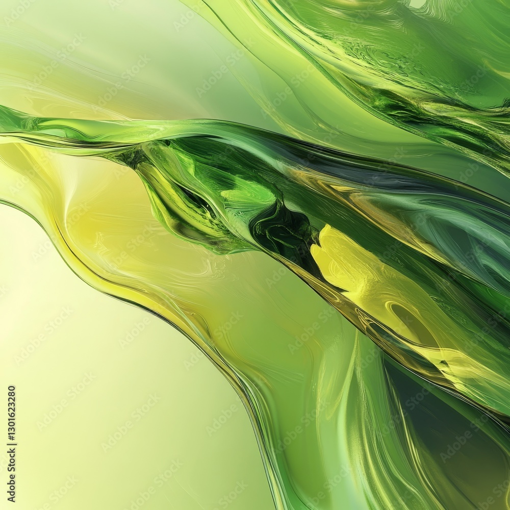 Fototapete abstract green swirl: a dynamic interplay of flowing curves and gradients, creating a modern and vib