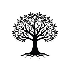vector tree silhouette  on white background.
