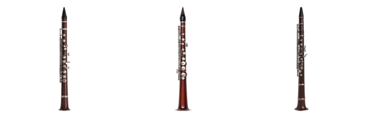 Elegant Clarinets Displayed in a Musical Arrangement Isolated on transparent background