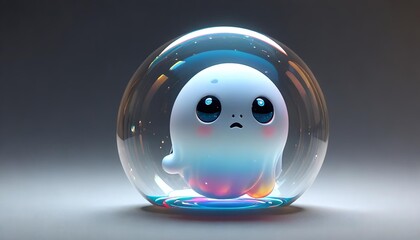 Whimsical Floating Spirit in a Delicate, Luminous Orb