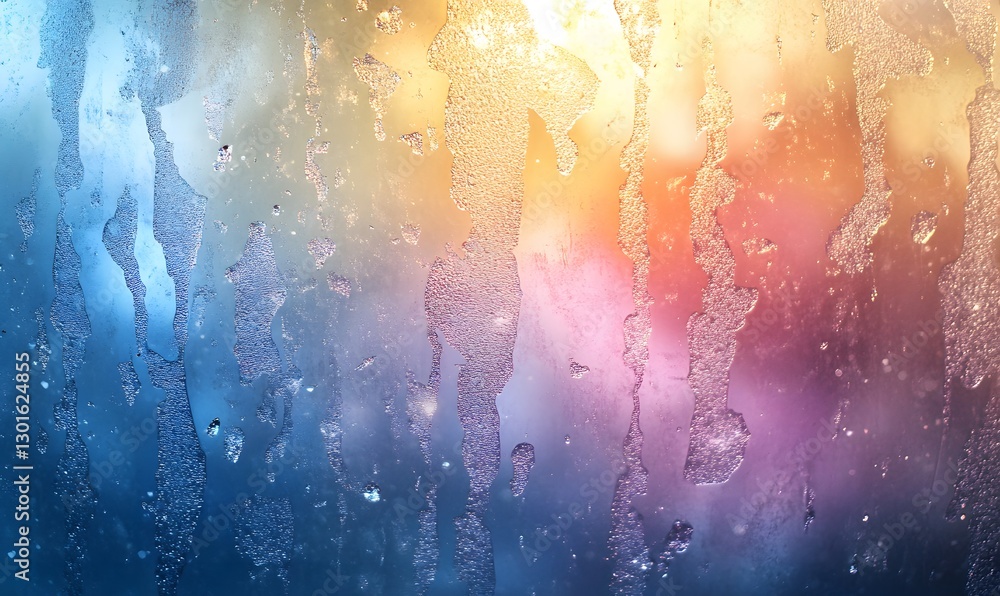 Poster abstract frosted glass texture with soft pastel gradient colors and condensation patterns