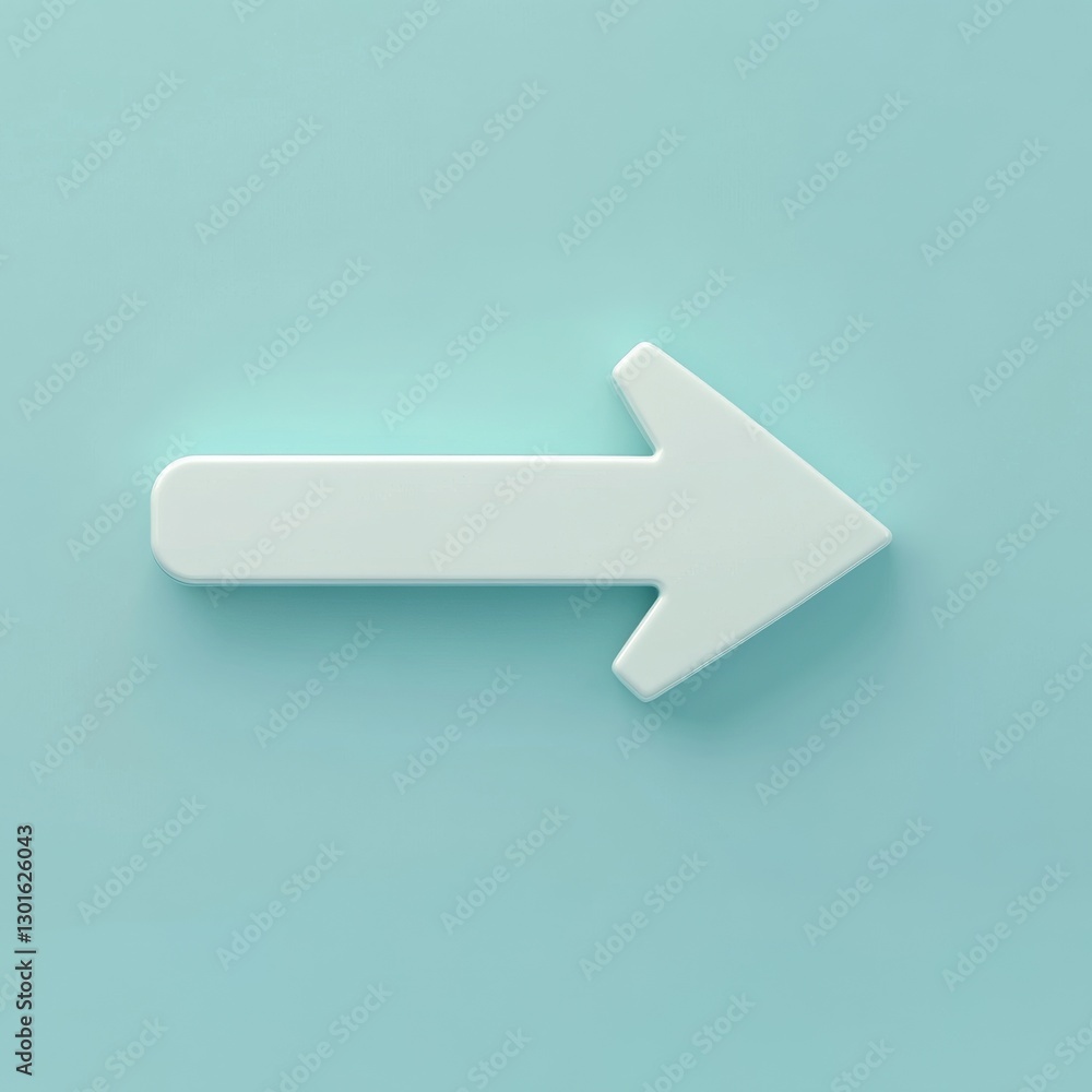 Poster minimalist right arrow on light blue background: directional guidance and simple design for navigati