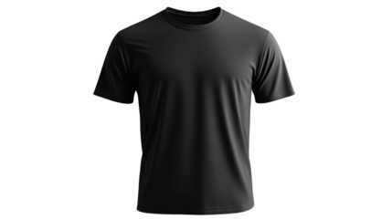 Black t-shirt mockup with transparent background for easy customization