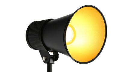 Bright yellow studio light shining with transparent background