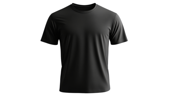 Black t-shirt mockup with transparent background for easy customization