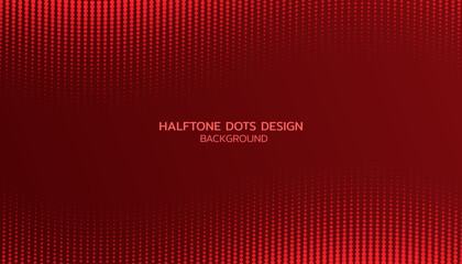 Abstract gradient halftone red dots pattern on dark background. Distorted curves or wavy lines pattern. Template for business card, brochure. Dynamic shape element.