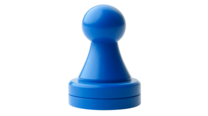 Blue pawn standing on transparent background representing strategy and planning