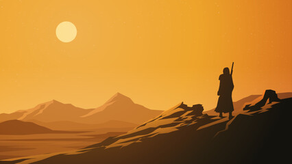 Star war Day Dune landscape illustration Vector cover art	
