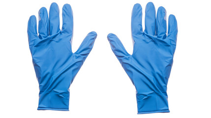 Obraz premium Two blue nitrile gloves open on transparent background