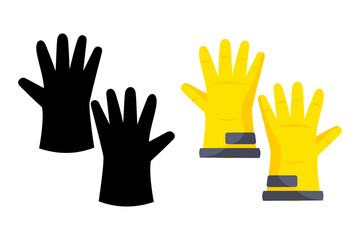 Protective gloves vector in black and yellow. Essential PPE for industrial work, construction, and hazardous environments.