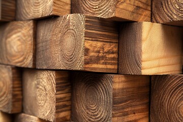 Stacked wooden timber planks with visible grain patterns and natural texture
