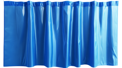 Blue plastic curtain hanging with transparent background