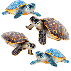 Obraz premium Cute turtle crawling on a white background