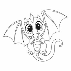 Cute vector illustration Dragon drawing for kids page
