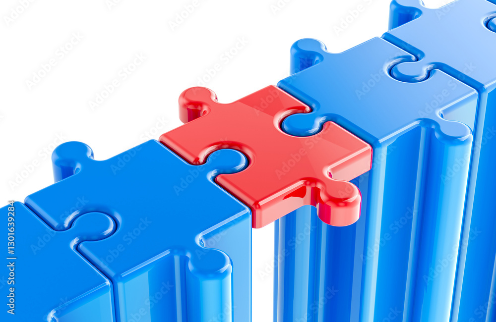 Poster bridging loans concept. bridge from puzzles. 3d rendering isolated on transparent background