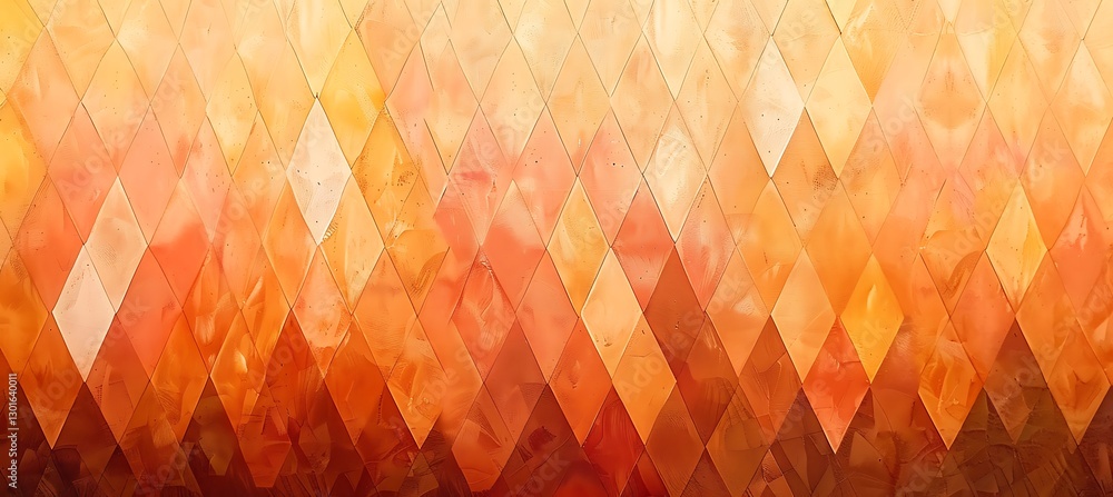 Poster abstract backdrop with a rhombus grid and gradient colors of orange and yellow