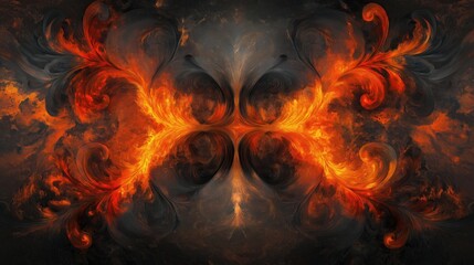 Intricate fiery abstract background with swirling flames and dark contrast
