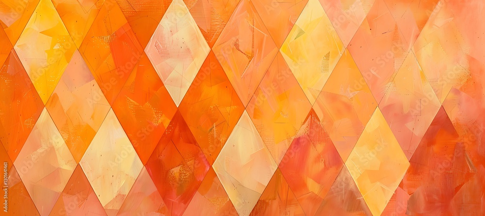 Poster rhombus grid background with changing gradient shades of orange and yellow in a geometric pattern