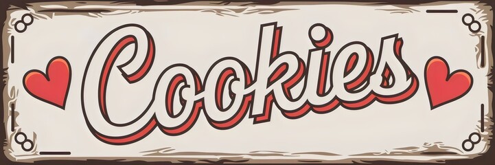 Vintage-style wooden sign with the word "Cookies" in retro script – Ideal for dessert branding, cookie promotions, or vintage food product designs.