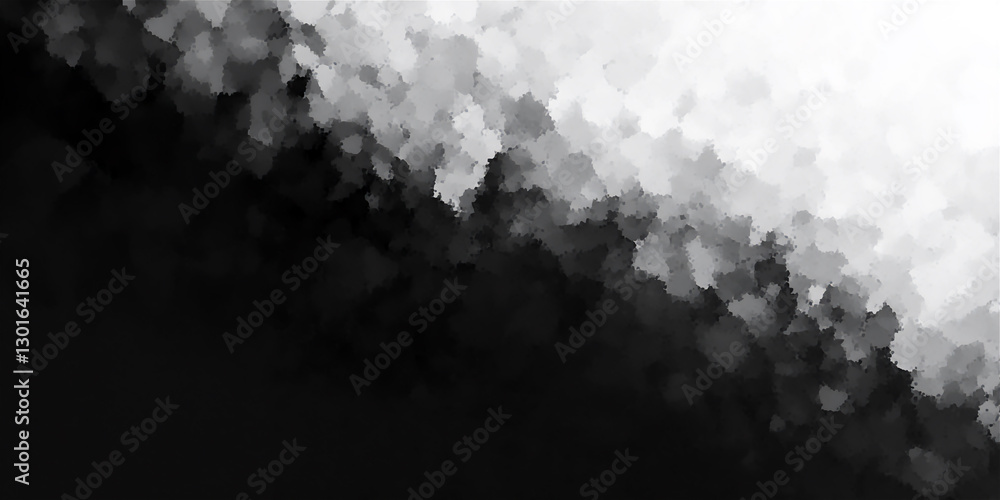 Poster abstract monochrome background. illustration with large particles in halftone, creating a black and 