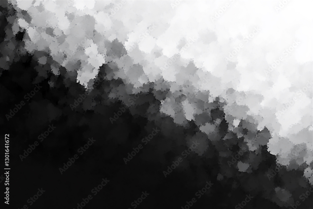 Poster abstract monochrome background. illustration with large particles in halftone, creating a black and 
