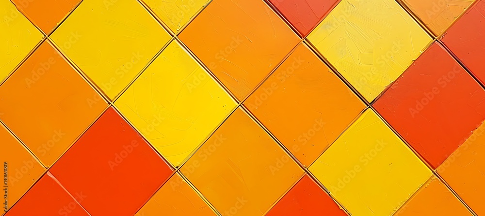Poster rhombus grid background with changing gradient shades of orange and yellow in a geometric pattern
