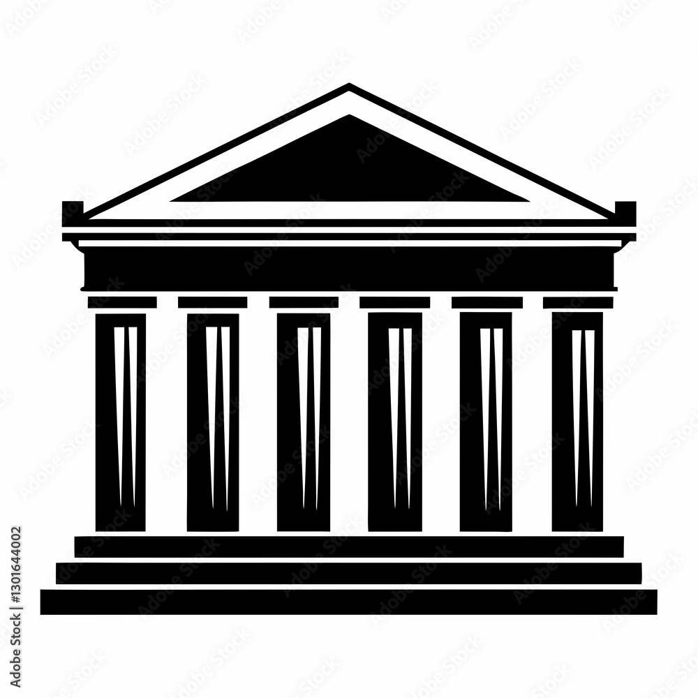 Poster an illustration of a grand building with pillars, symbolizing history and architecture. the building