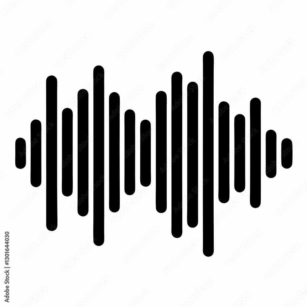 Poster a minimalist graphic representation of a sound wave, perfect for audio-related design projects vecto
