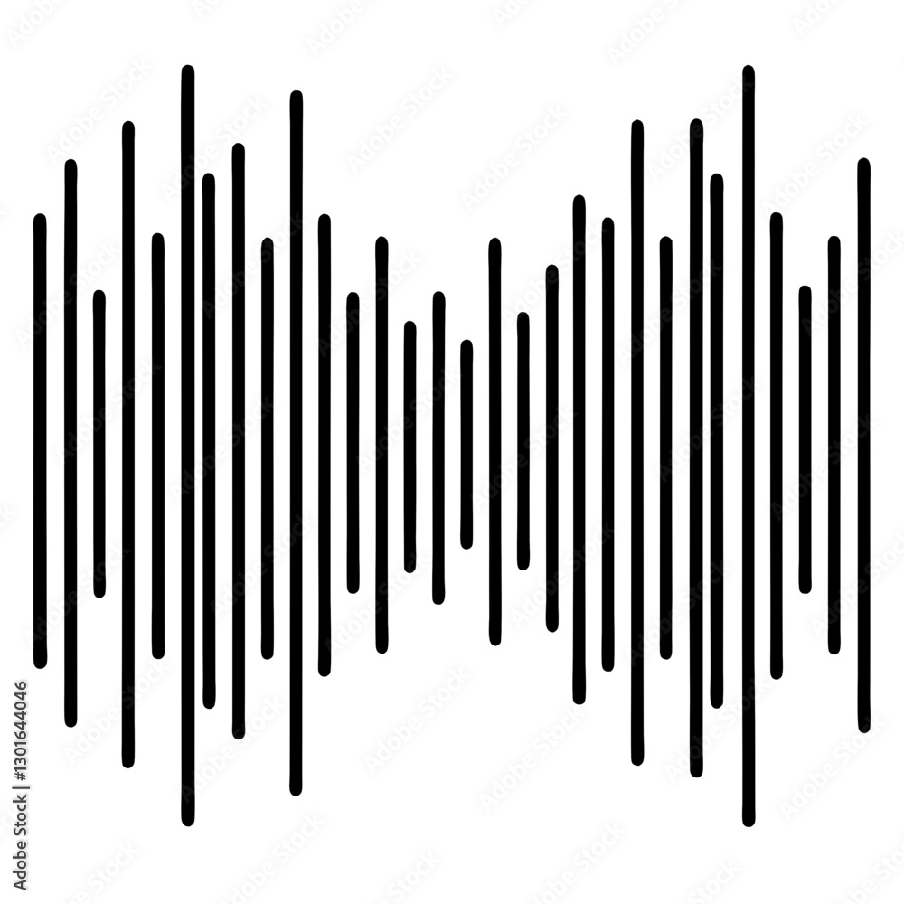 Poster black audio waveform on a isolated background, representing sound or music waves. the image is minim